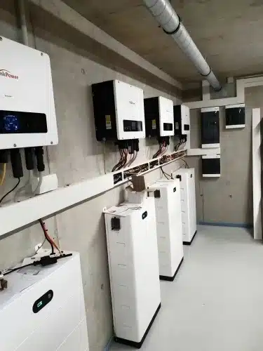 Off-grid lithium battery storage system in a remote location